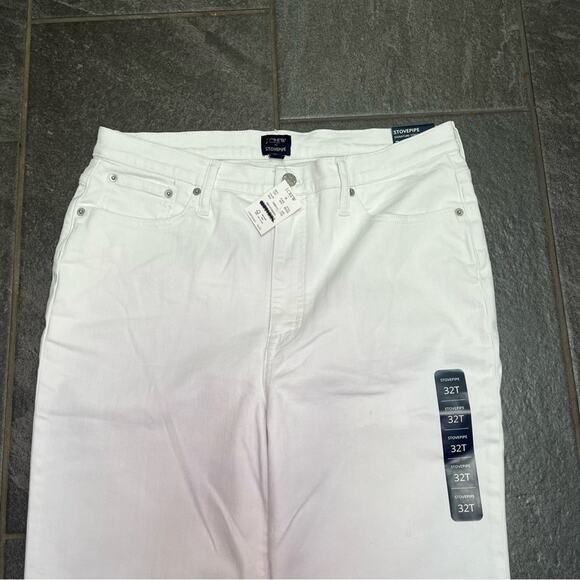 NWT J Crew Factory White Stovepipe Signature Stretch + SZ 32T Raw Hem Jeans - Picture 3 of 11